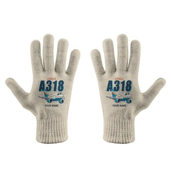 Airbus A318 - Gloves - Full - Cartoon + Name - Beige
