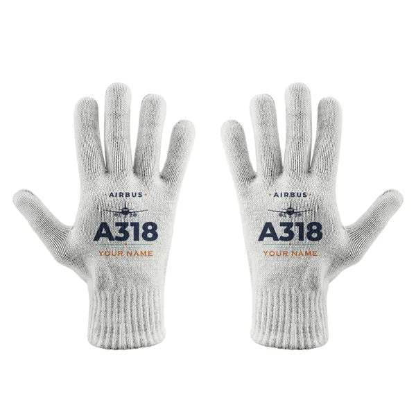 Airbus A318 - Gloves - Full - Heritage + Name - White