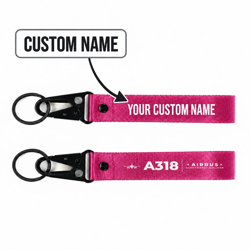 Airbus A318 Hawk-Shaped Key Chains - Pink - Heritage - Personalized
