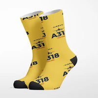 Thumbnail for Airbus A318 - Heritage + Name - Socks - Yellow