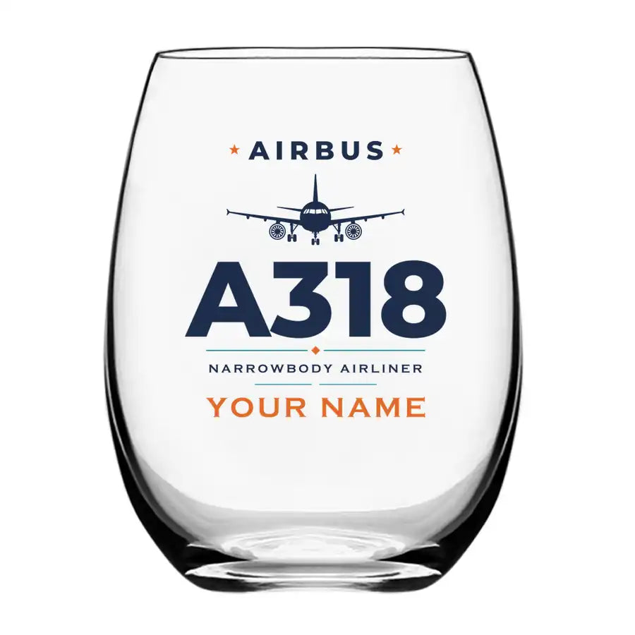 Airbus A318 - Heritage + Name - Water & Drink Glass