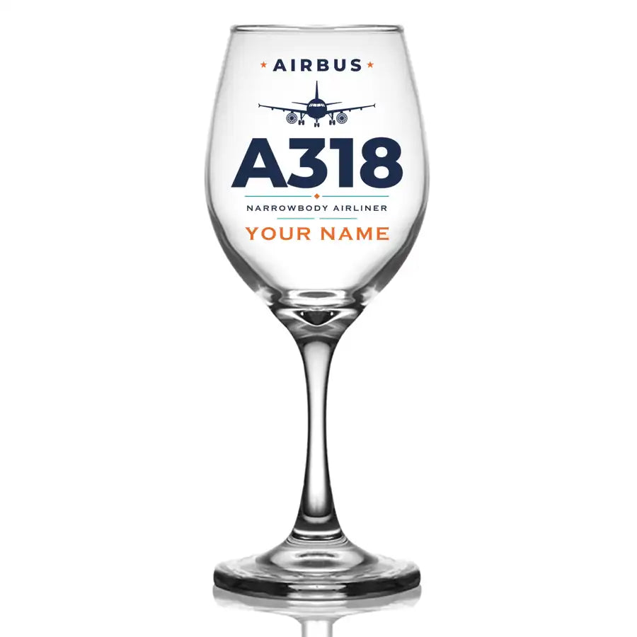 Airbus A318 - Heritage + Name - Wine Glass