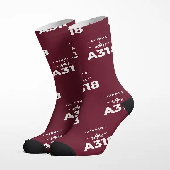 Airbus A318 - Heritage - Socks - Burgundy