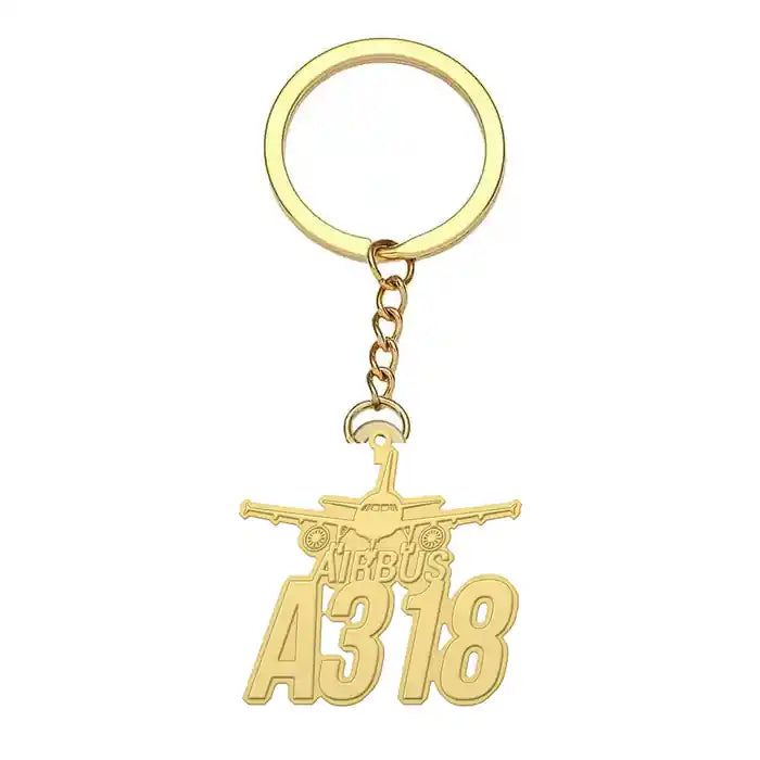 Airbus A318 - Hollow Key Chain - Heritage - Gold