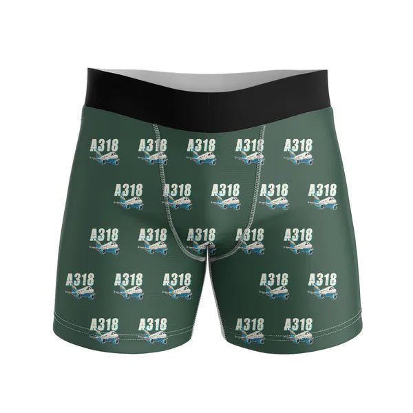 Airbus A318 - Men Boxers - Cartoon Pattern - Dark Green