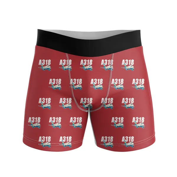 Airbus A318 - Men Boxers - Cartoon Pattern - Red