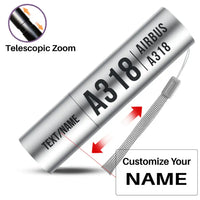 Thumbnail for Airbus A318 - Mini LED Flashlight - Tag - Silver + Name