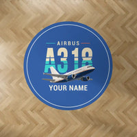 Thumbnail for Airbus A318 - Original + Name - Round Carpet - Blue