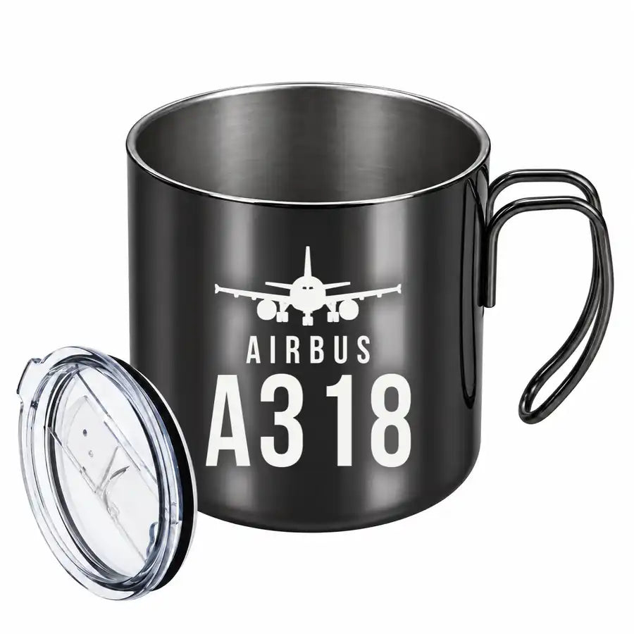 Airbus A318 - Portable Mug - Heritage - Black