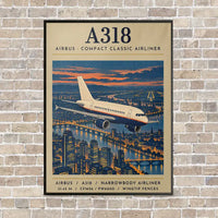 Thumbnail for Airbus A318 - Poster - Canvas Framed - Beige