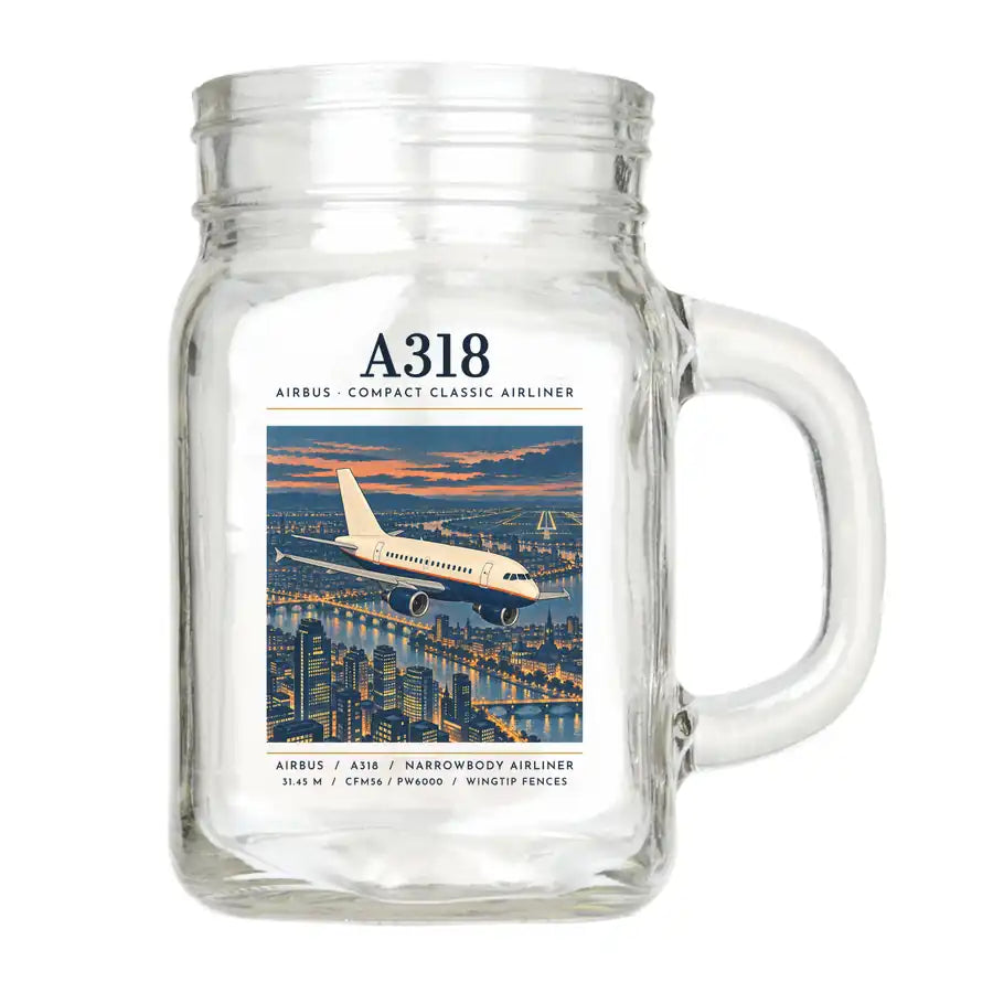 Airbus A318 - Poster - Cocktail Glass (Mason Jar)