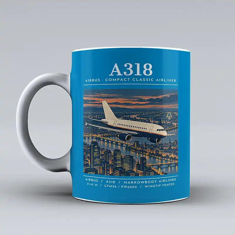 Airbus A318 - Poster - Mug - Turquoise