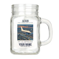 Thumbnail for Airbus A318 - Poster + Name - Cocktail Glass (Mason Jar)