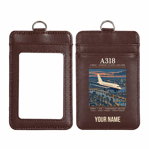 Airbus A318 - Poster - ID Card Holder - Dark Brown + Name