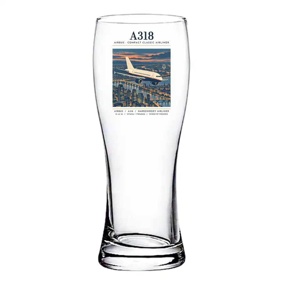 Airbus A318 - Poster - Pilsner Beer Glass