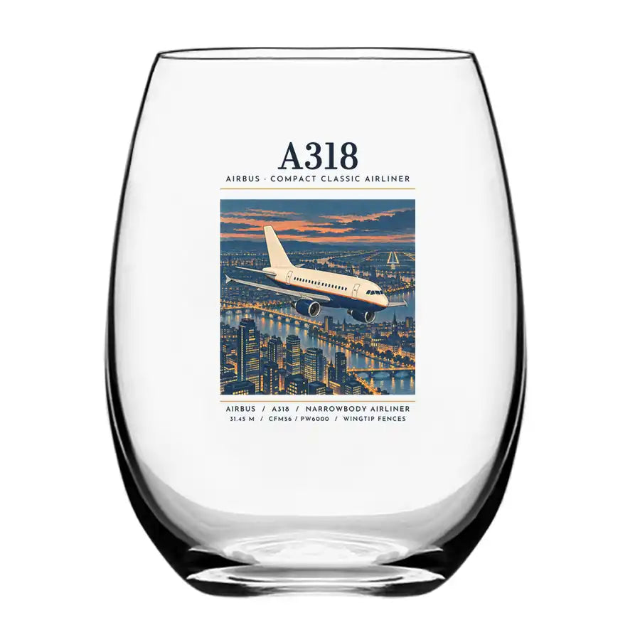 Airbus A318 - Poster - Water & Drink Glass