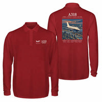 Thumbnail for Airbus A318 Premium Polo T-Shirts - Poster - Long Sleeve - Dark Red