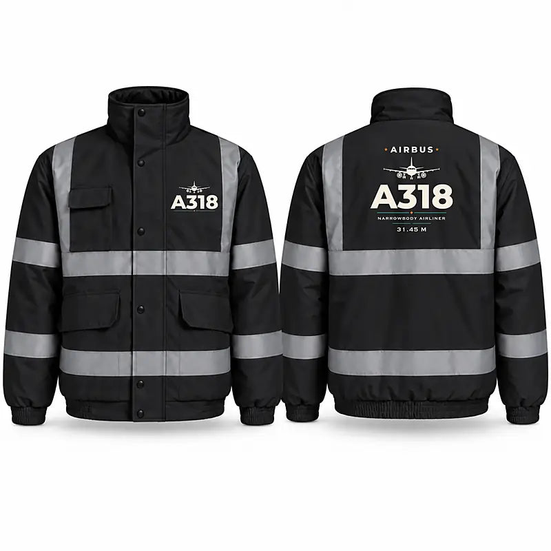 Airbus A318 Reflective Winter Jackets - Heritage - Black