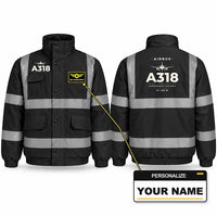 Thumbnail for Airbus A318 Reflective Winter Jackets - Heritage + Name - Black