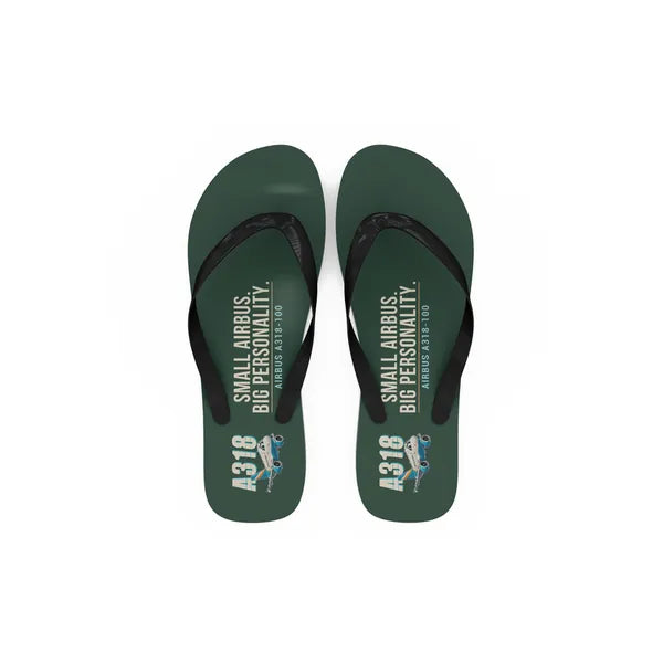 Airbus A318 - Slippers - Flip Flops - Cartoon - Dark Green
