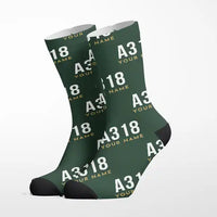 Thumbnail for Airbus A318 - Socks - Alpine Green + Name