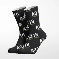 Thumbnail for Airbus A318 - Socks - Black + Name