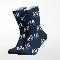 Thumbnail for Airbus A318 - Socks - Navy + Name