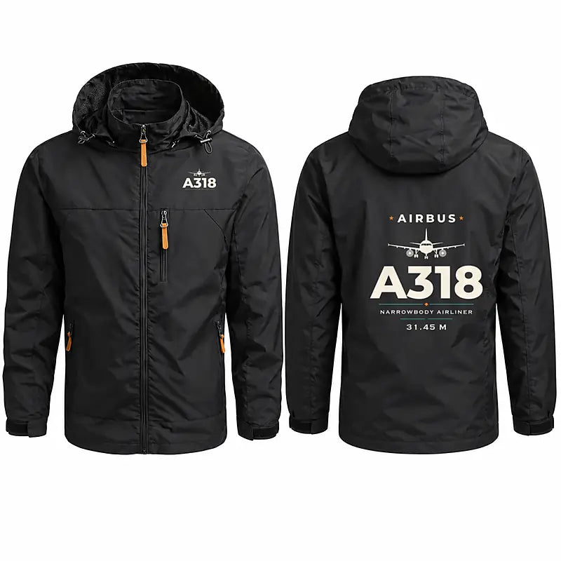 Airbus A318 Stylish Jackets - Hooded Windbreaker - Heritage - Black