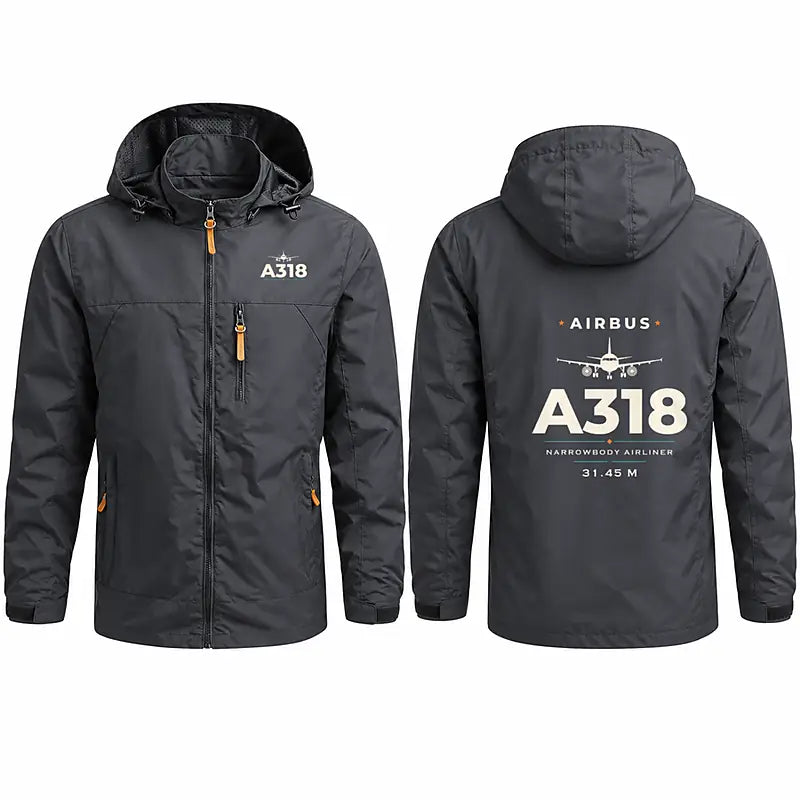 Airbus A318 Stylish Jackets - Hooded Windbreaker - Heritage - Charcoal