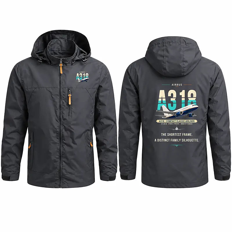 Airbus A318 Stylish Jackets - Hooded Windbreaker - Original - Charcoal