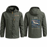 Thumbnail for Airbus A318 Stylish Jackets - Hooded Windbreaker - Poster - Olive Green