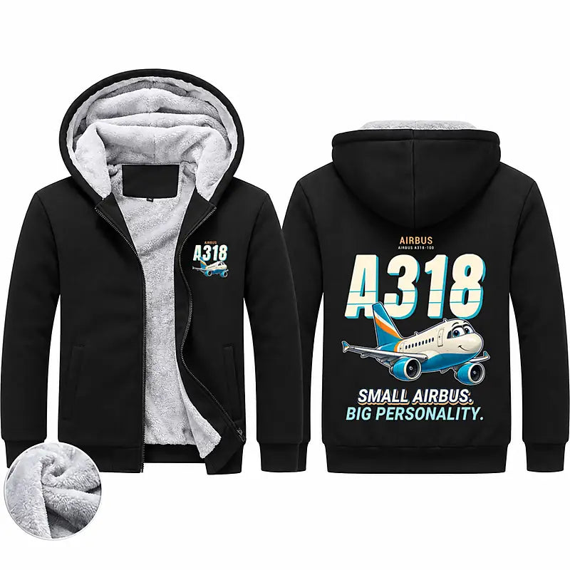 Airbus A318 Zipped Sweatshirts - Cartoon - Black