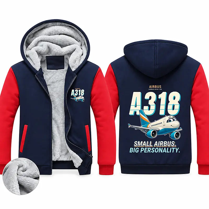 Airbus A318 Zipped Sweatshirts - Cartoon - Navy & Red