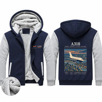 Thumbnail for Airbus A318 Zipped Sweatshirts - Poster - Navy & Gray
