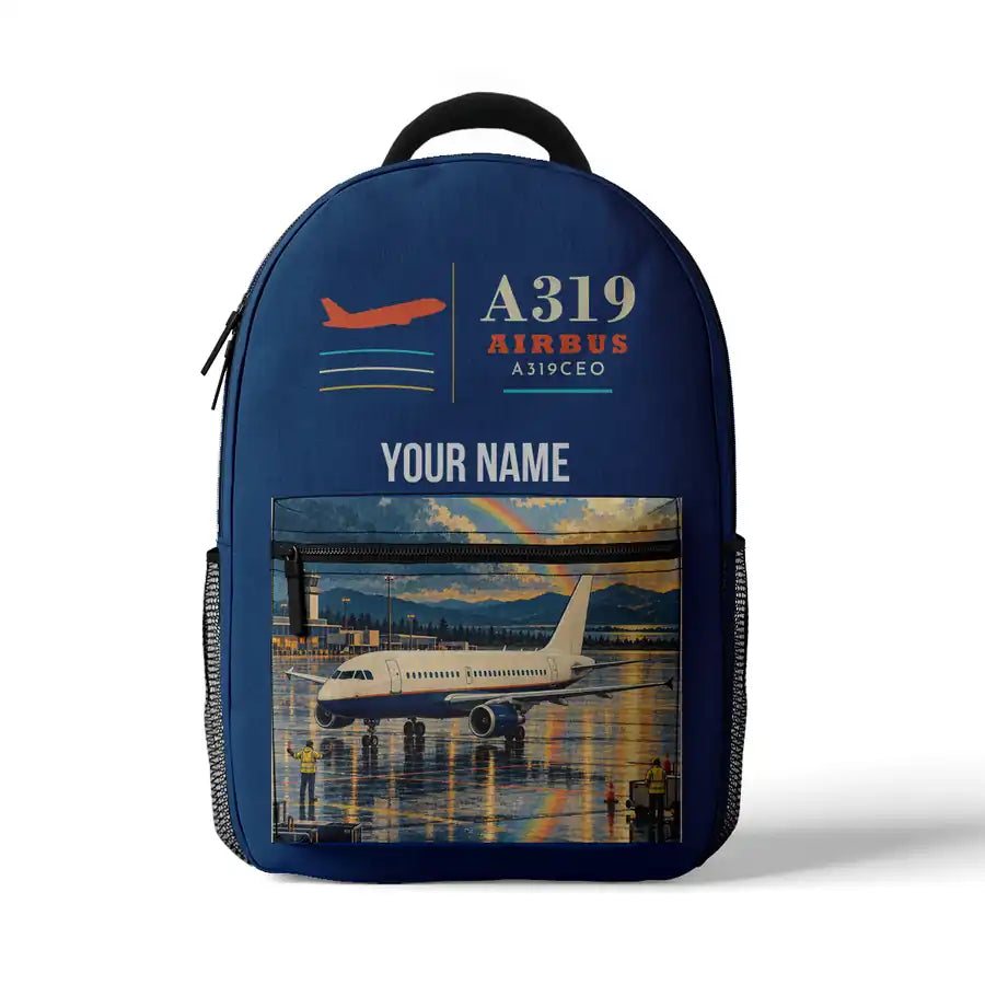 Airbus A319ceo - 3D Backpack - Blue + Name
