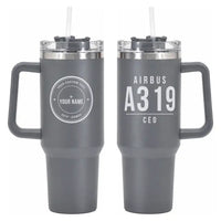 Thumbnail for Airbus A319ceo - 40oz Car Mug - Tag + Name - Gray