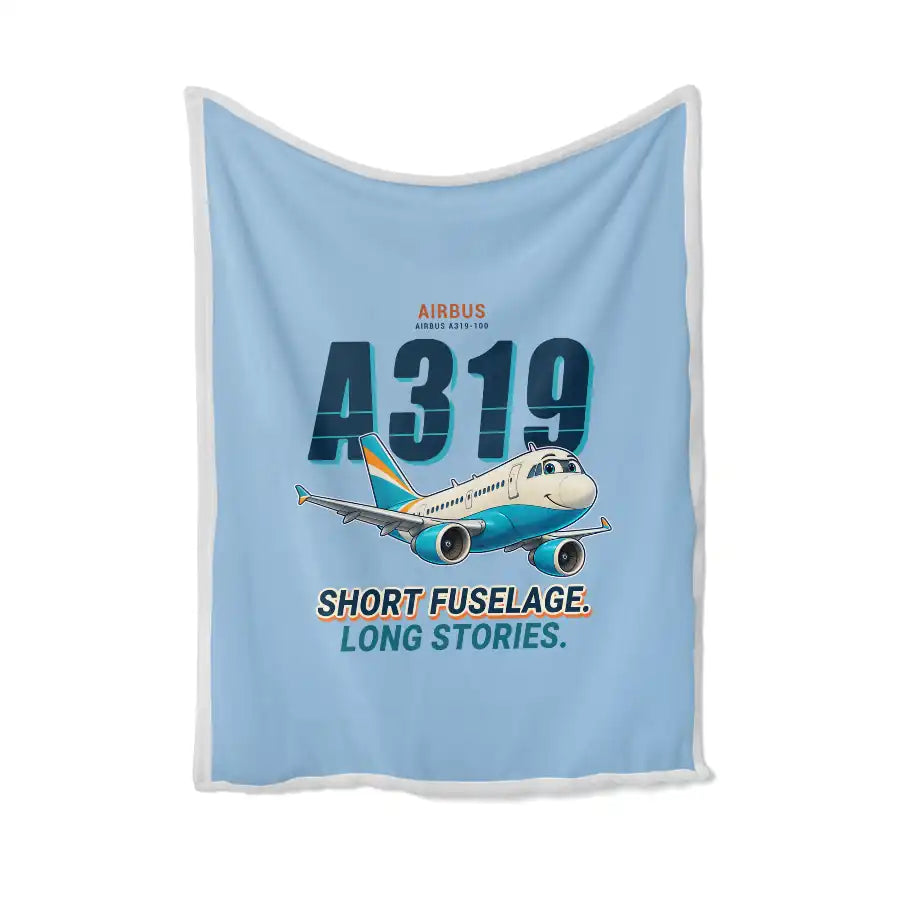 Airbus A319ceo - Cartoon - Blanket - Light Blue
