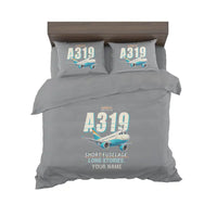 Thumbnail for Airbus A319ceo - Cartoon + Name - Bedding Set - Gray