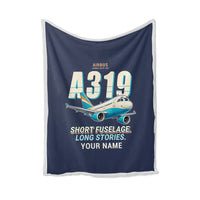 Thumbnail for Airbus A319ceo - Cartoon + Name - Blanket - Navy Blue