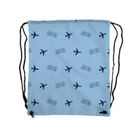 Thumbnail for Airbus A319ceo - Drawstring Bag - 3D Pattern - Light Blue