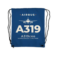 Thumbnail for Airbus A319ceo - Drawstring Bag - Heritage - Blue