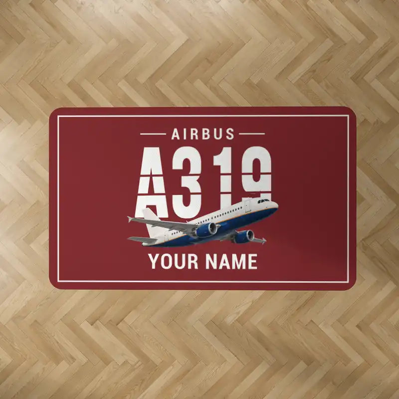 Airbus A319ceo - Original + Name - Rectangle Carpet - Dark Red