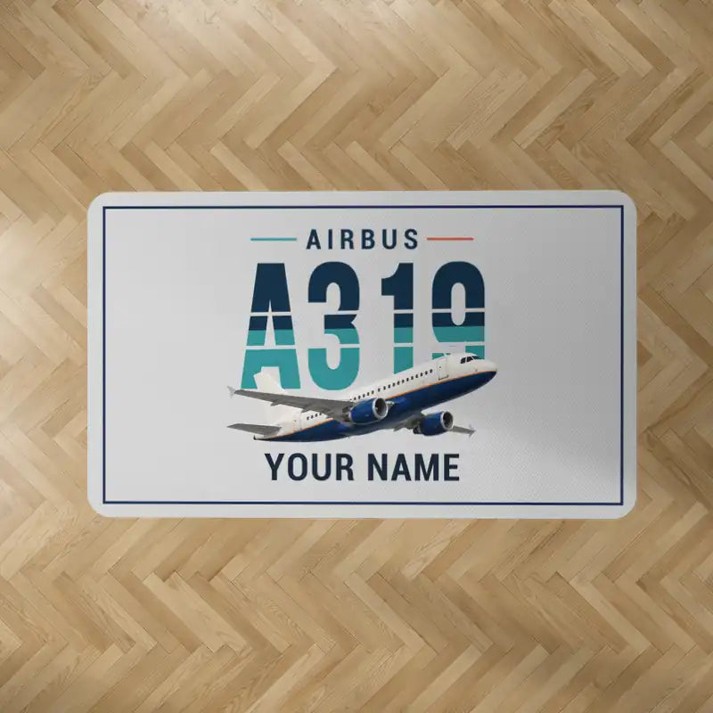 Airbus A319ceo - Original + Name - Rectangle Carpet - Light Gray