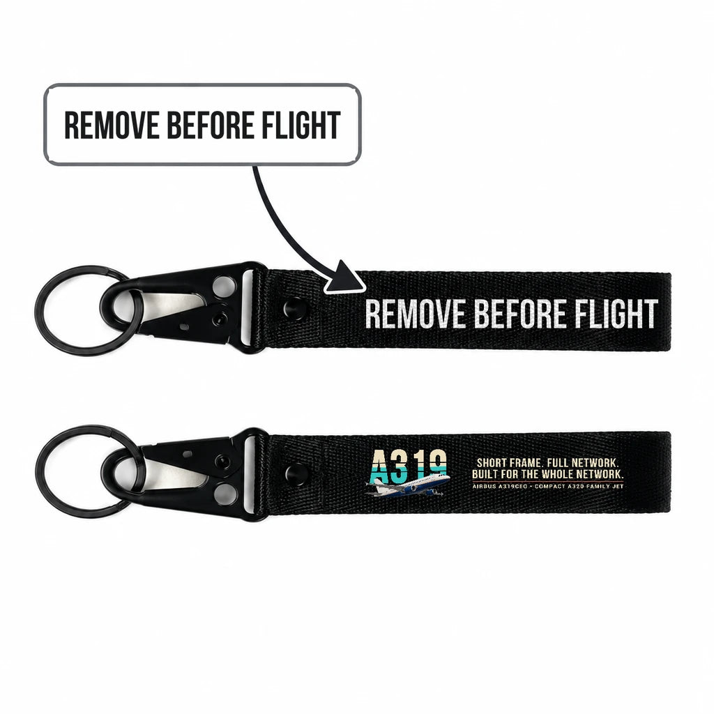 Airbus A319ceo Hawk-Shaped Key Chains - Black - Original - Remove Before Flight