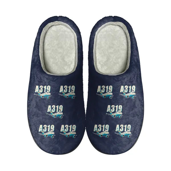 Airbus A319ceo - Slippers - Cotton - Cartoon Pattern - Navy Blue