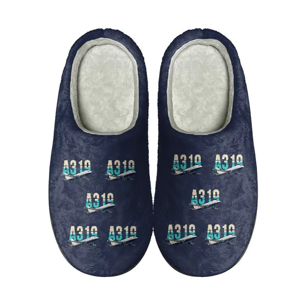 Airbus A319ceo - Slippers - Cotton - Original Pattern - Navy Blue