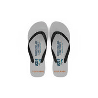 Thumbnail for Airbus A319ceo - Slippers - Flip Flops - Cartoon + Name - Light Gray