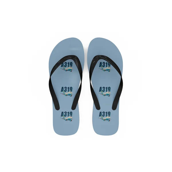 Airbus A319ceo - Slippers - Flip Flops - Cartoon Pattern - Light Blue