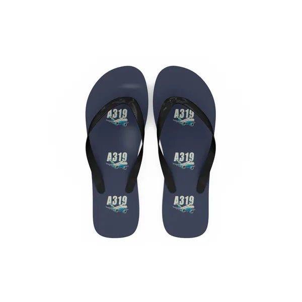 Airbus A319ceo - Slippers - Flip Flops - Cartoon Pattern - Navy Blue