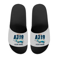Thumbnail for Airbus A319ceo - Slippers - Sport - Cartoon + Name - Light Gray